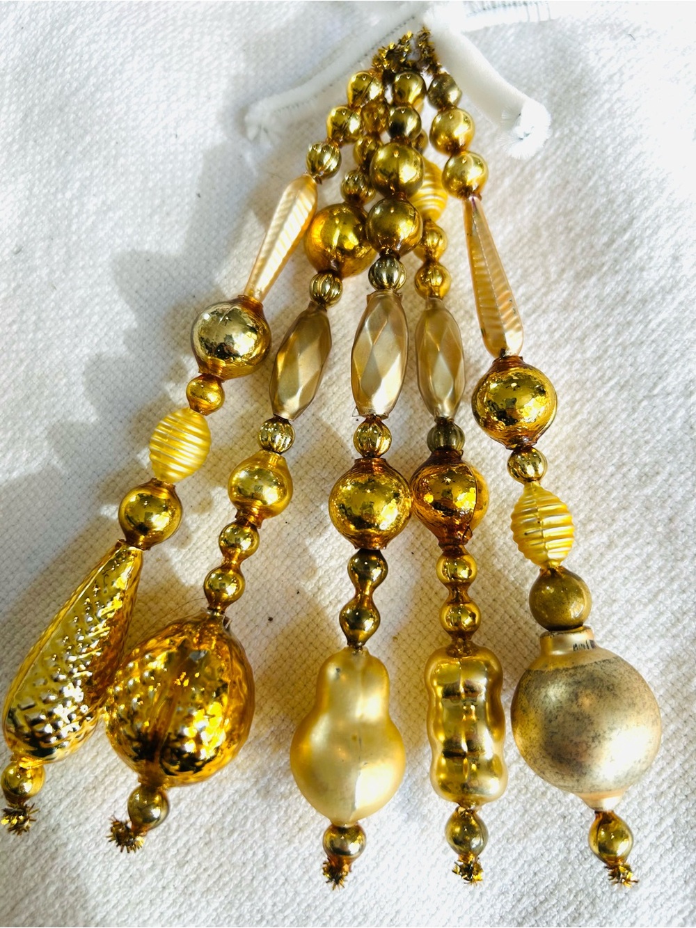 Vintage repurposed mercury glass garland bead icicle holiday Christmas ornaments - Picture 2 of 6
